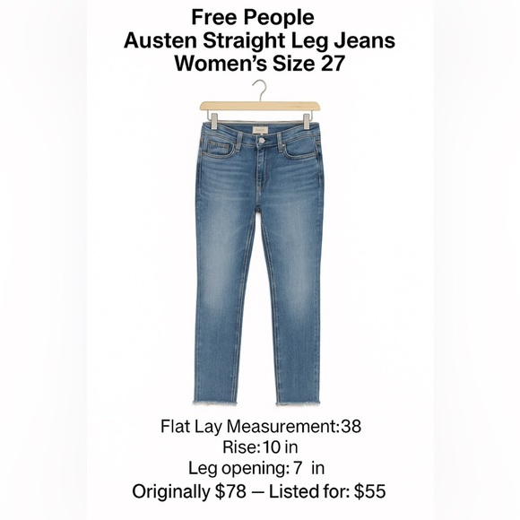 Free People Austen Straight Leg Jeans – Women’s Size 27 - Picture 1 of 5